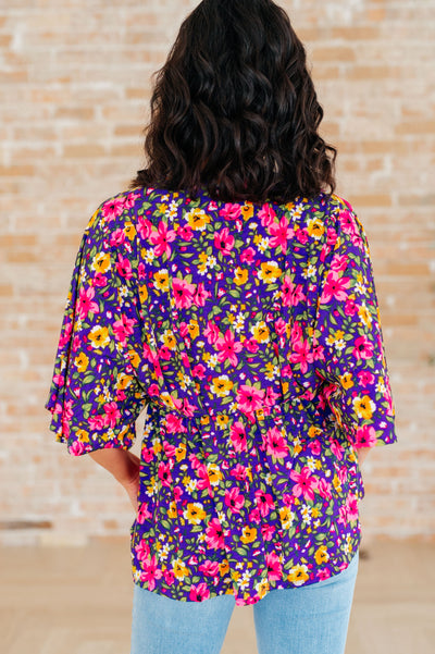 Dreamer Peplum Top in Purple and Pink Floral Southern Soul Collectives