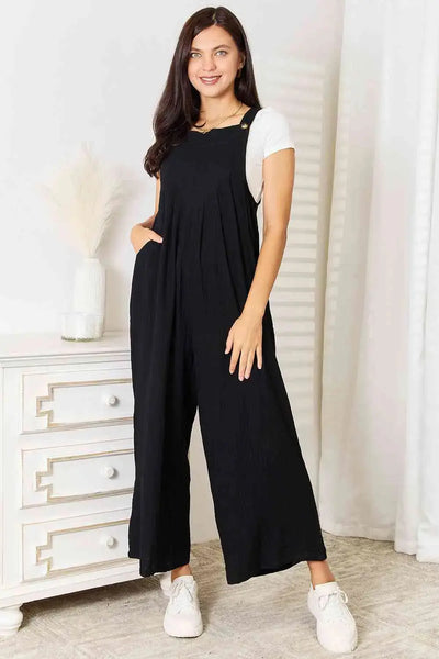 Dress it Up Wide Leg Overalls with Pockets in Black  Southern Soul Collectives