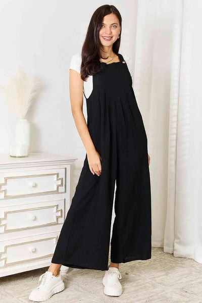 Dress it Up Wide Leg Overalls with Pockets in Black  Southern Soul Collectives