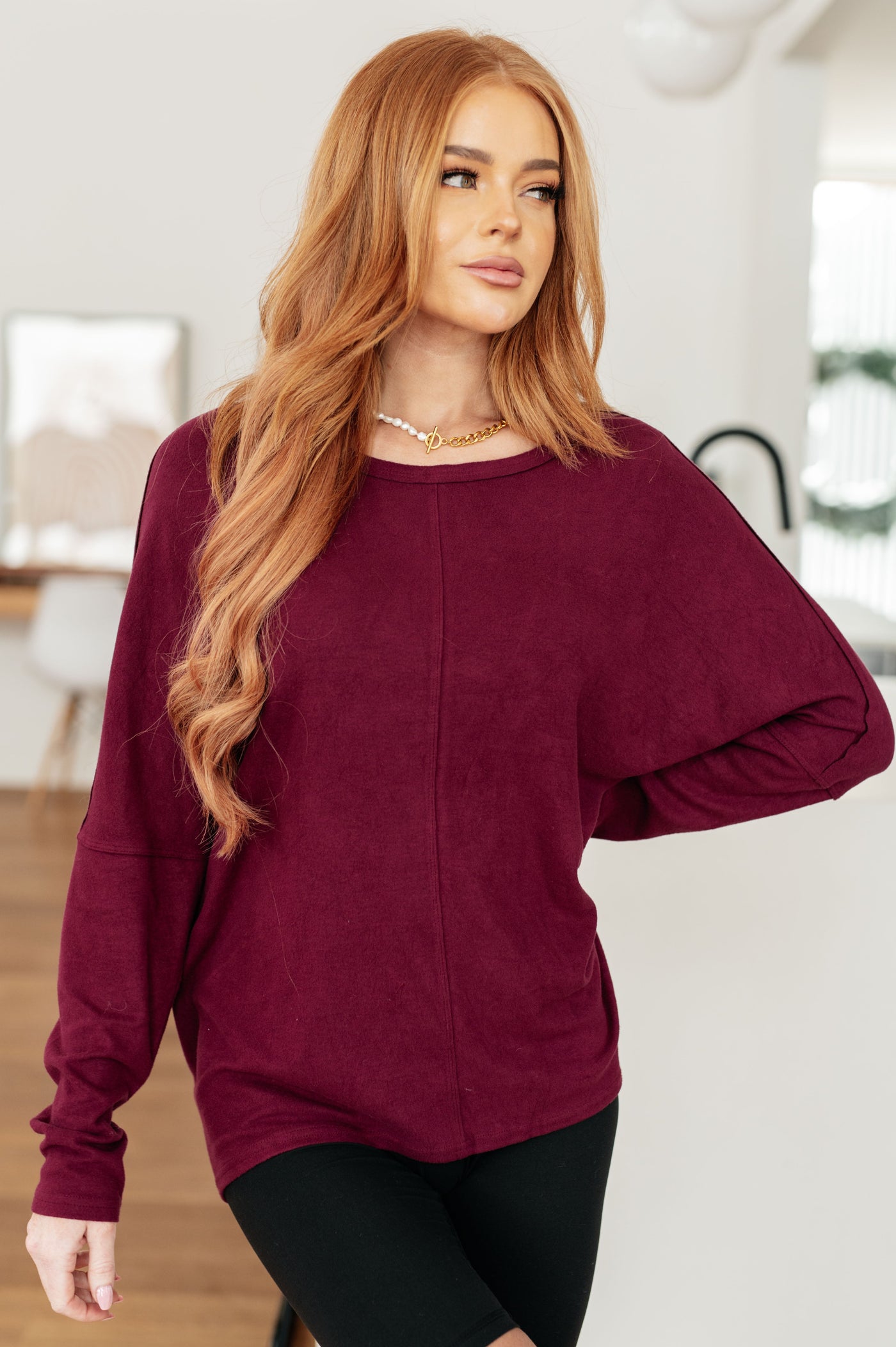 Drive Downtown Dolman Sleeve Top in Wine Southern Soul Collectives