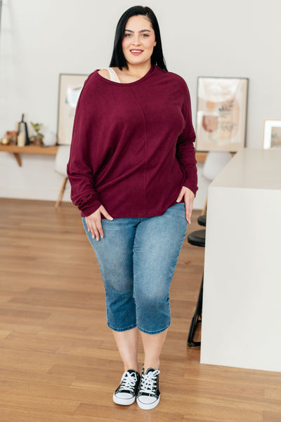 Drive Downtown Dolman Sleeve Top in Wine Southern Soul Collectives