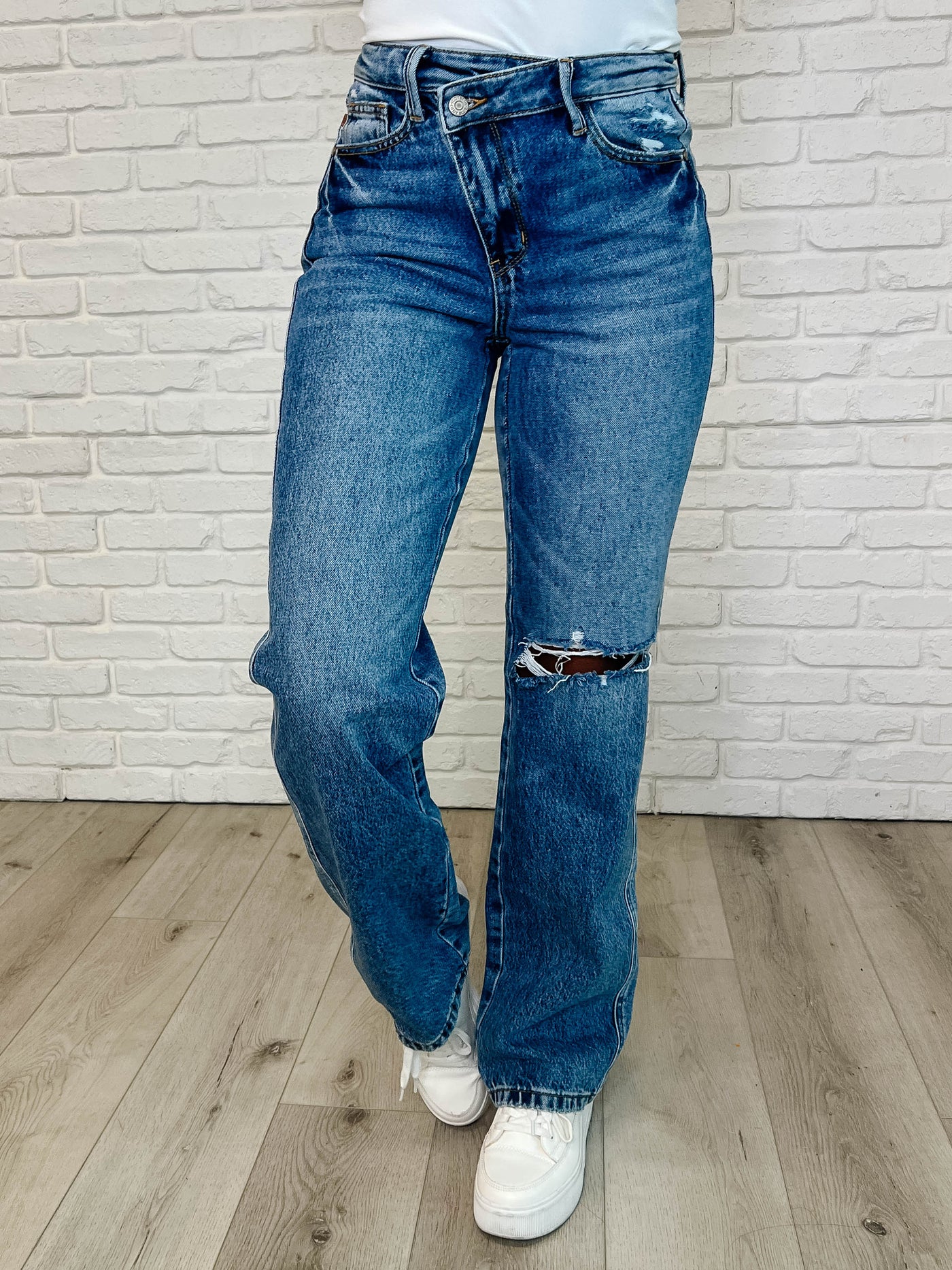 Dylan High Rise Rigid Magic Criss-Cross Waistband Straight Jeans Southern Soul Collectives