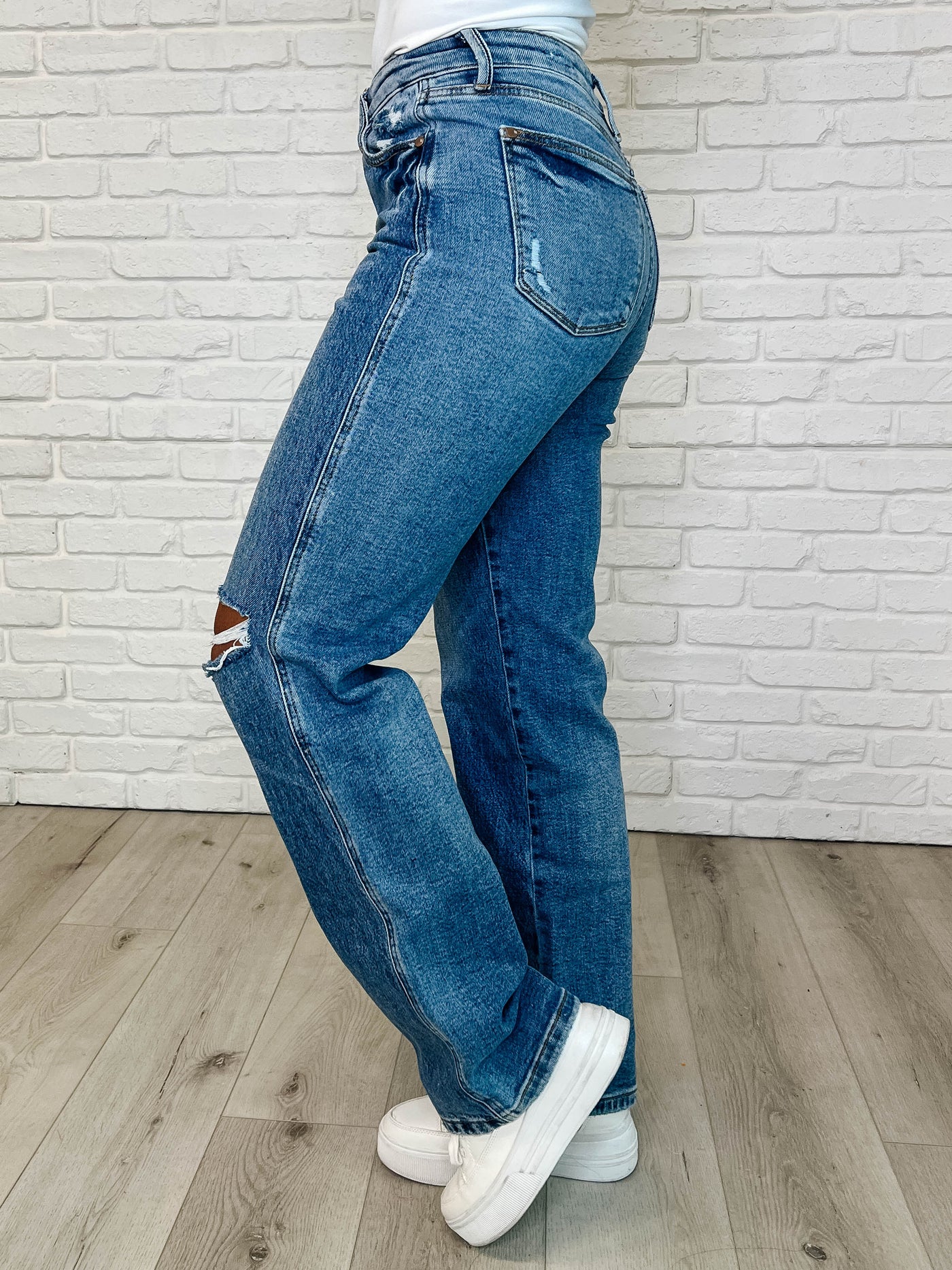 Dylan High Rise Rigid Magic Criss-Cross Waistband Straight Jeans Southern Soul Collectives