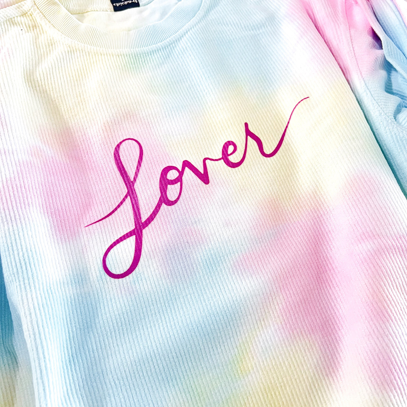 Lover Tie Dye Graphic Corded Crew Sweatshirt