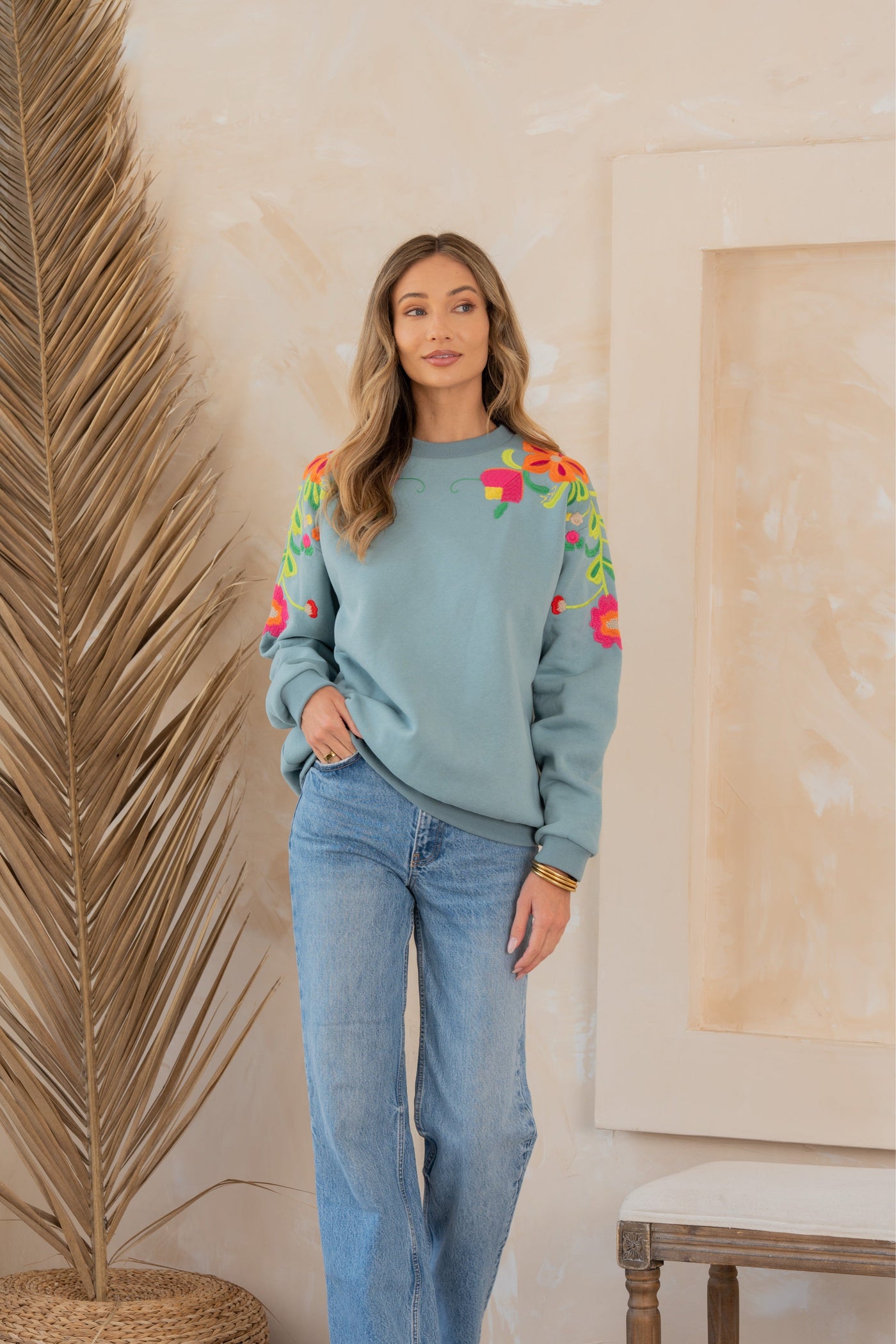 Floral Embroidered Sweatshirt Southern Soul Collectives