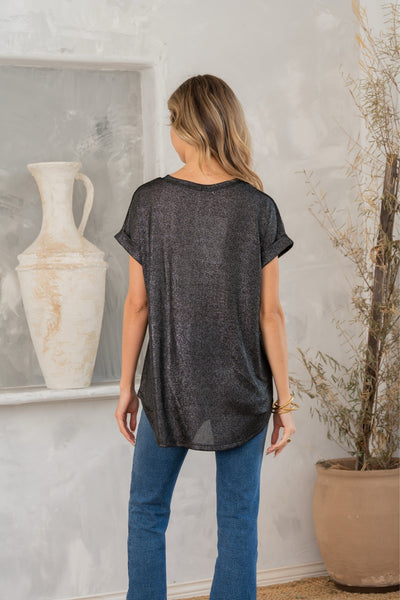 Shimmer Cuffed Top in Black Southern Soul Collectives