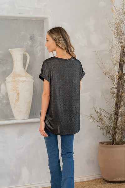 Shimmer Cuffed Top in Black Southern Soul Collectives