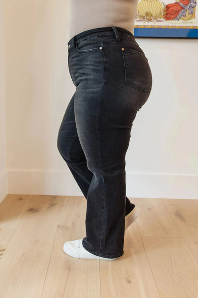 Eleanor High Rise Classic Straight Jeans in Washed Black Womens Southern Soul Collectives