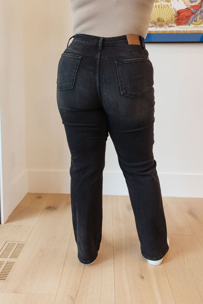 Eleanor High Rise Classic Straight Jeans in Washed Black Womens Southern Soul Collectives 