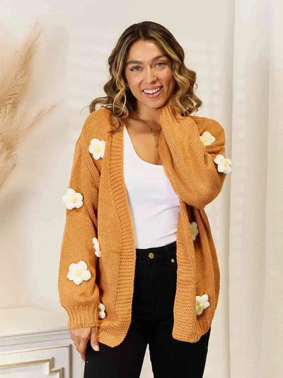 Embroidered Flower Dropped Shoulder Open Front Knit Cardigan in Multiple Colors  Southern Soul Collectives