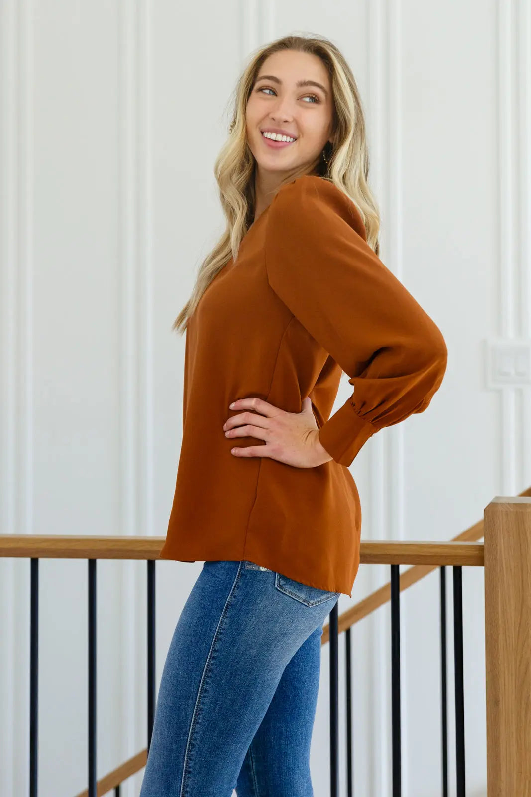 Enjoy This Moment V Neck Blouse In Toffee Womens Southern Soul Collectives