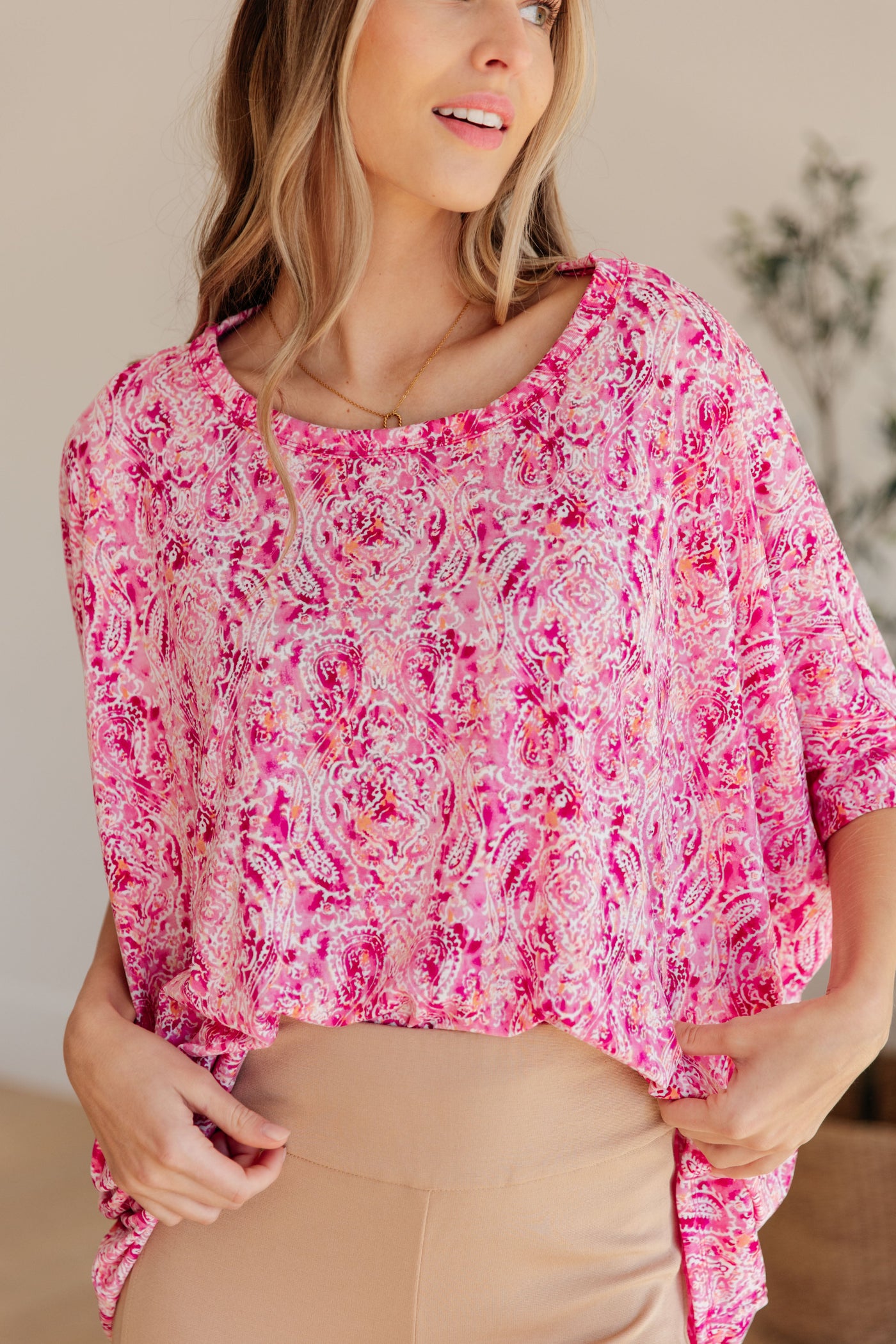 Essential Blouse in Fuchsia and White Paisley Southern Soul Collectives