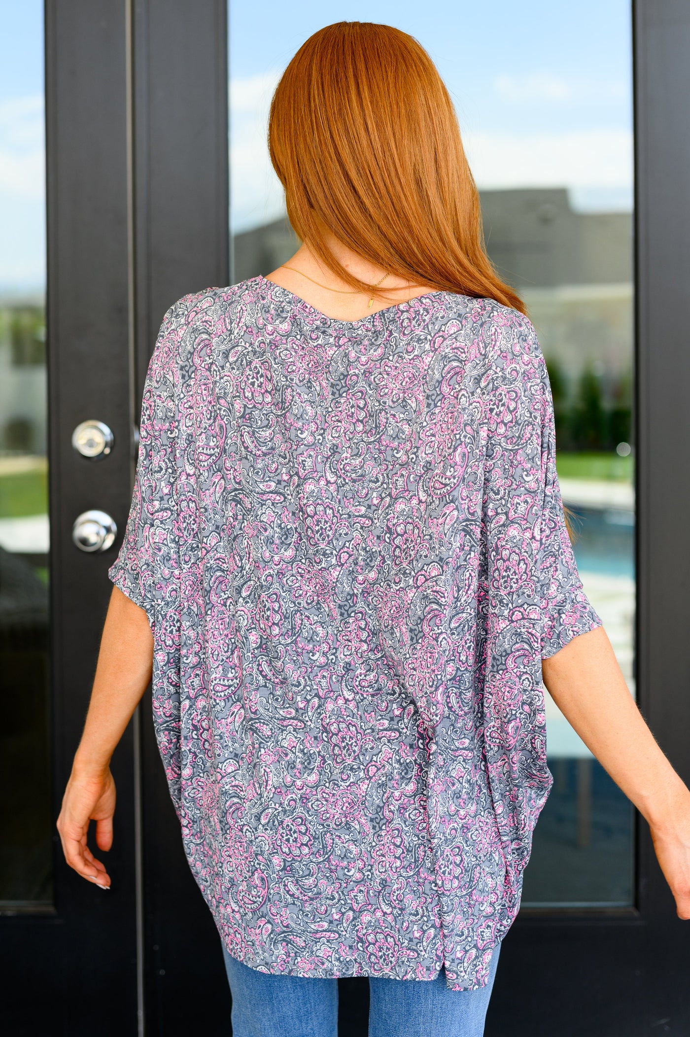 Essential Blouse in Grey and Pink Paisley Southern Soul Collectives