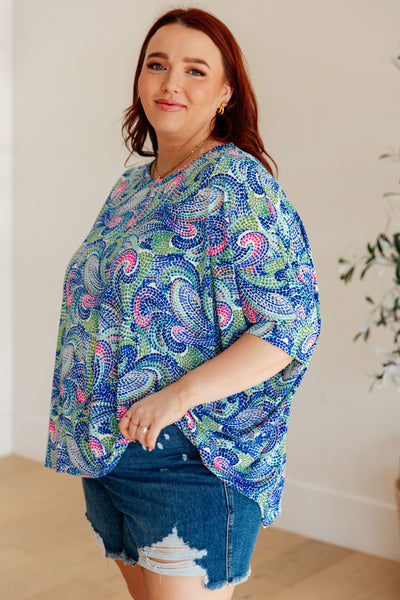 Essential Blouse in Painted Blue Mix Southern Soul Collectives