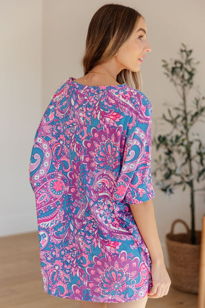 Essential Blouse in Purple Paisley Southern Soul Collectives