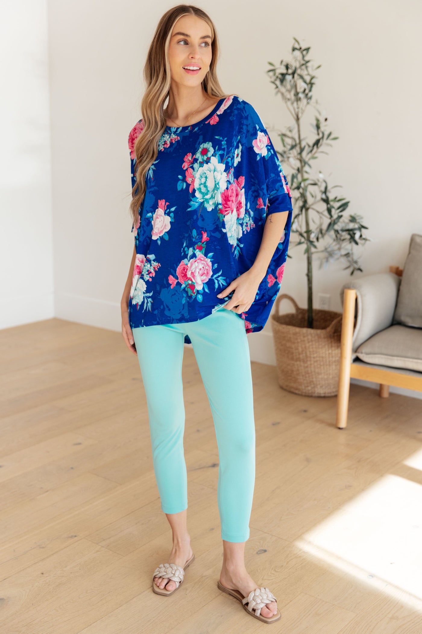 Essential Blouse in Royal and Pink Floral Southern Soul Collectives