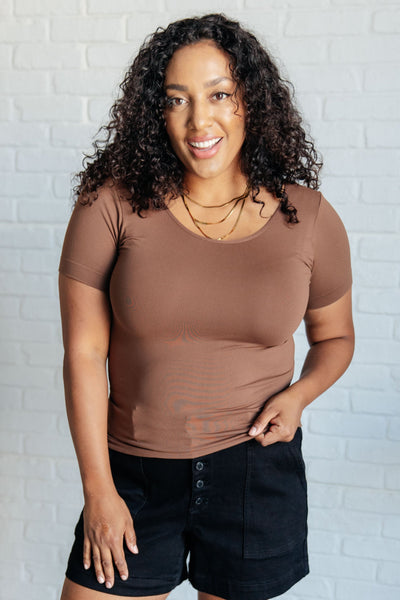 Everyday Scoop Neck Short Sleeve Top in Coffee Southern Soul Collectives