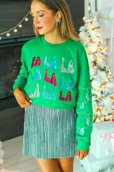 Fa La La Sequins Green Sweater Southern Soul Collectives