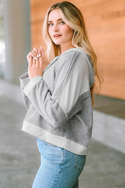 Fall Babe Quarter-Button Exposed Seam Dropped Shoulder Hoodie in Multiple Colors  Southern Soul Collectives