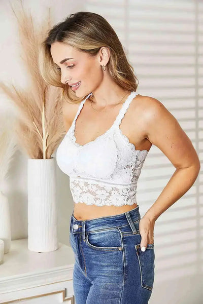 Feeling Pretty Crisscross Back Lace Bralette in White  Southern Soul Collectives