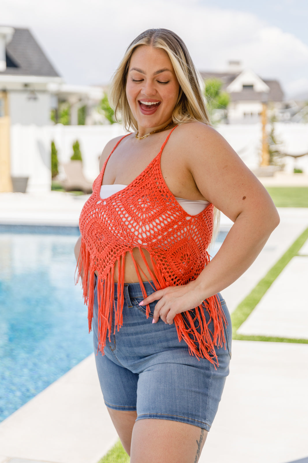 Festival Fringe Tank in Orange Womens Southern Soul Collectives 