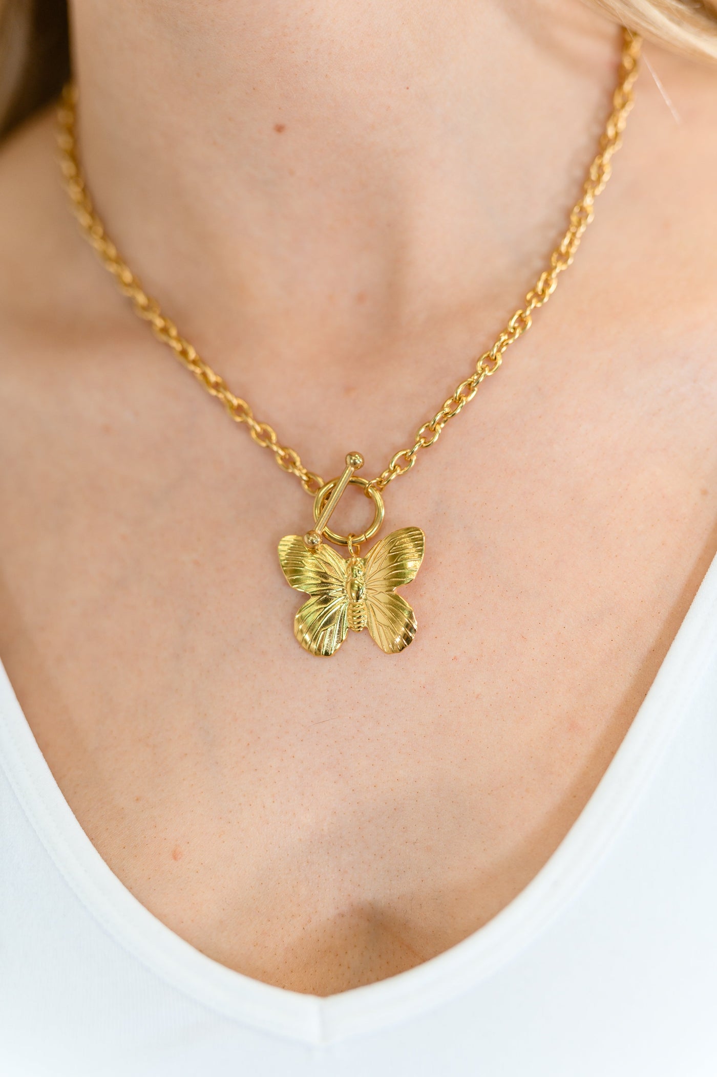 Flutter & Shine Butterfly Pendant Necklace in Gold Southern Soul Collectives
