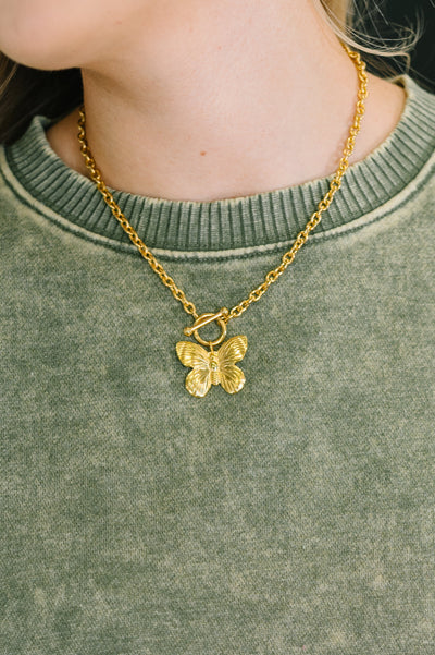 Flutter & Shine Butterfly Pendant Necklace in Gold Southern Soul Collectives
