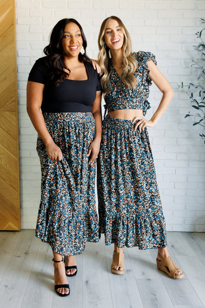 Flutter of Florals V-Neck Crop and Skirt Set Southern Soul Collectives