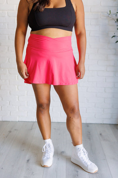 Full Force V Shaping High-Waist Skort in Flamingo Pink Southern Soul Collectives