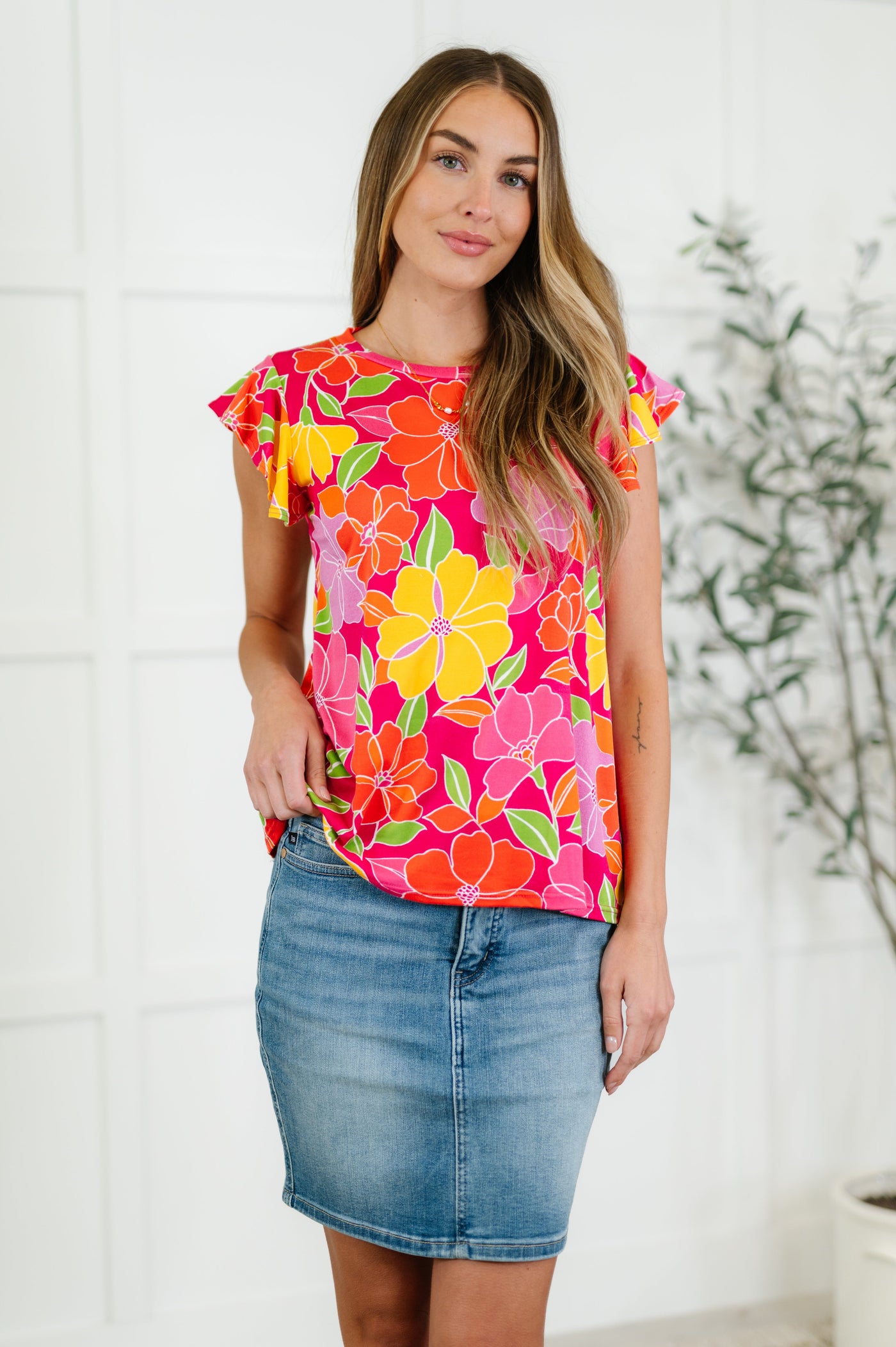 Garden Giggles Flutter Sleeve Top Southern Soul Collectives