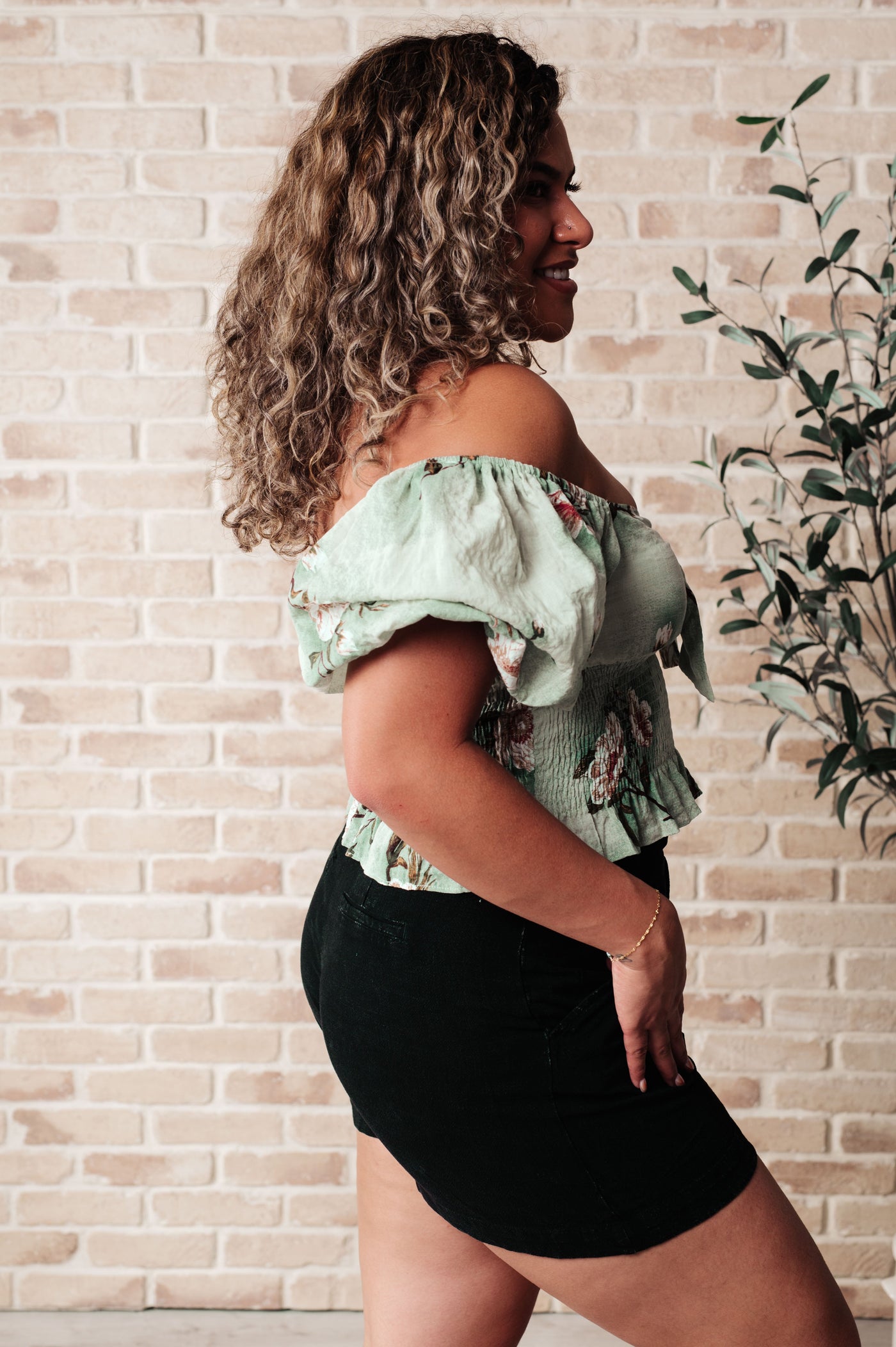 Garden of Eden Balloon Sleeve Top in Sage Southern Soul Collectives