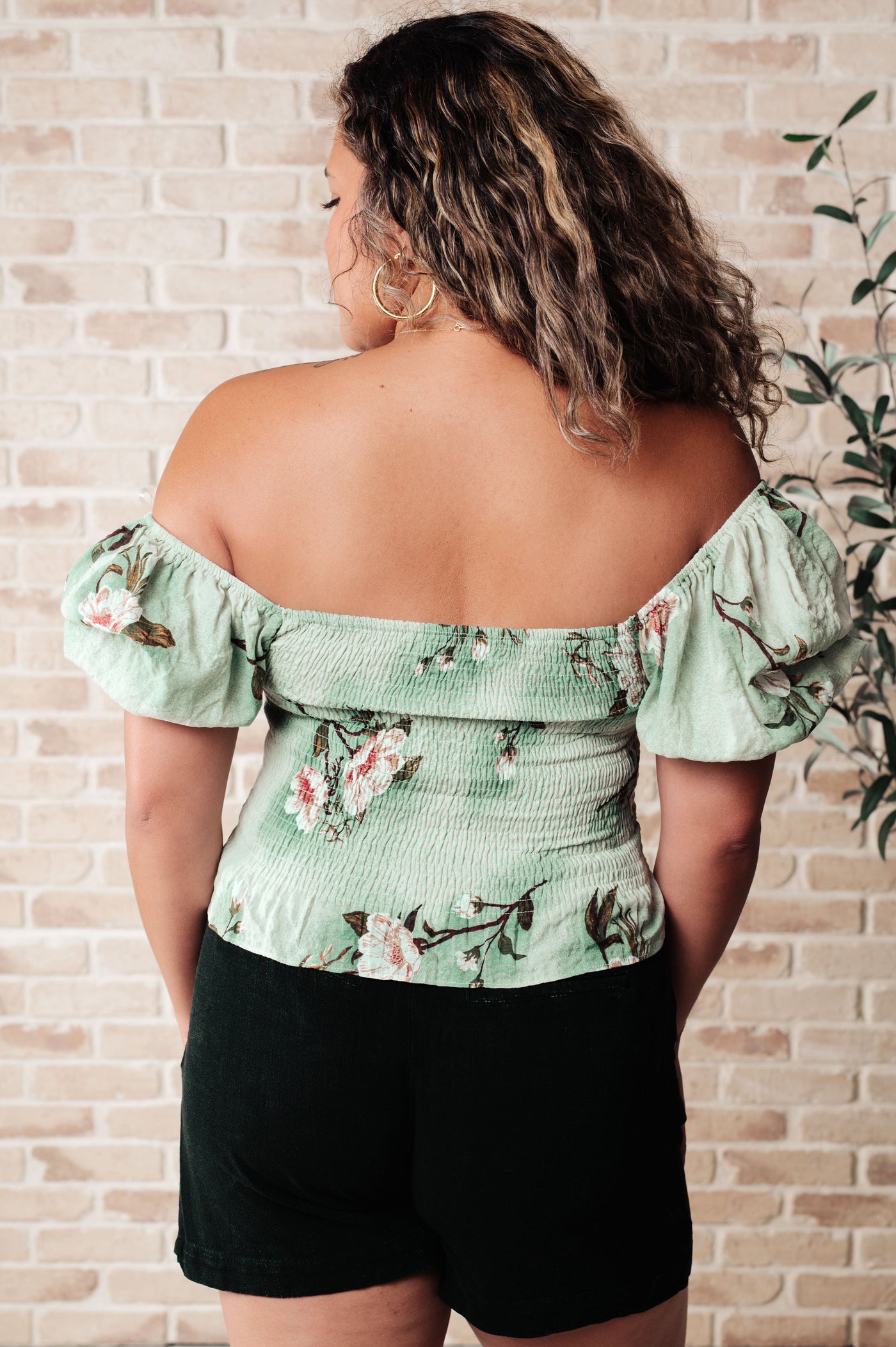 Garden of Eden Balloon Sleeve Top in Sage Southern Soul Collectives