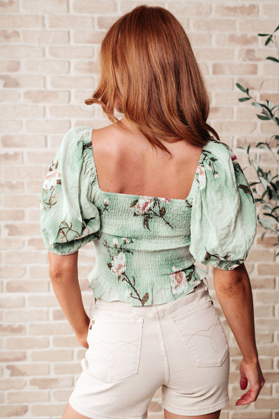 Garden of Eden Balloon Sleeve Top in Sage Southern Soul Collectives