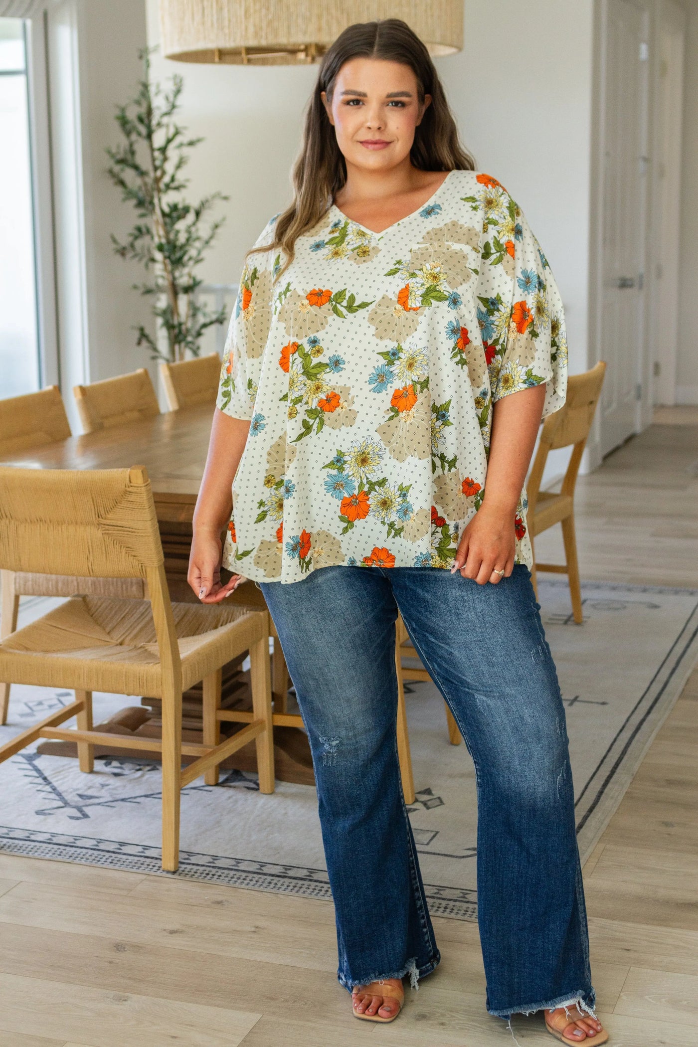 Good Morning Floral V-Neck Blouse Womens Southern Soul Collectives