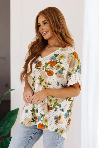 Good Morning Floral V-Neck Blouse Womens Southern Soul Collectives