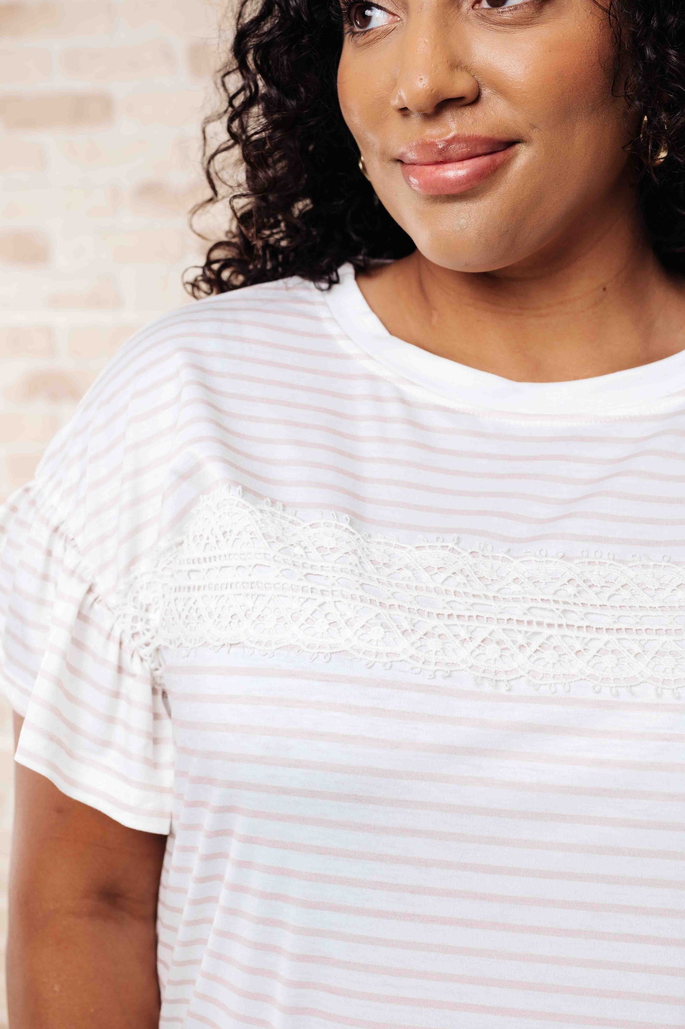 Hand to Hold Lace Detail Striped Top Southern Soul Collectives