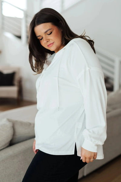 Happier Now Henley Hoodie in Ivory Womens Southern Soul Collectives