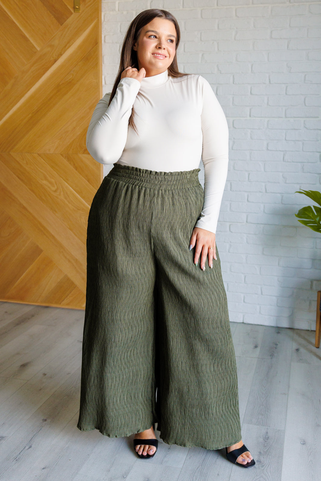 Harmony High Rise Wide Pants in Olive Southern Soul Collectives