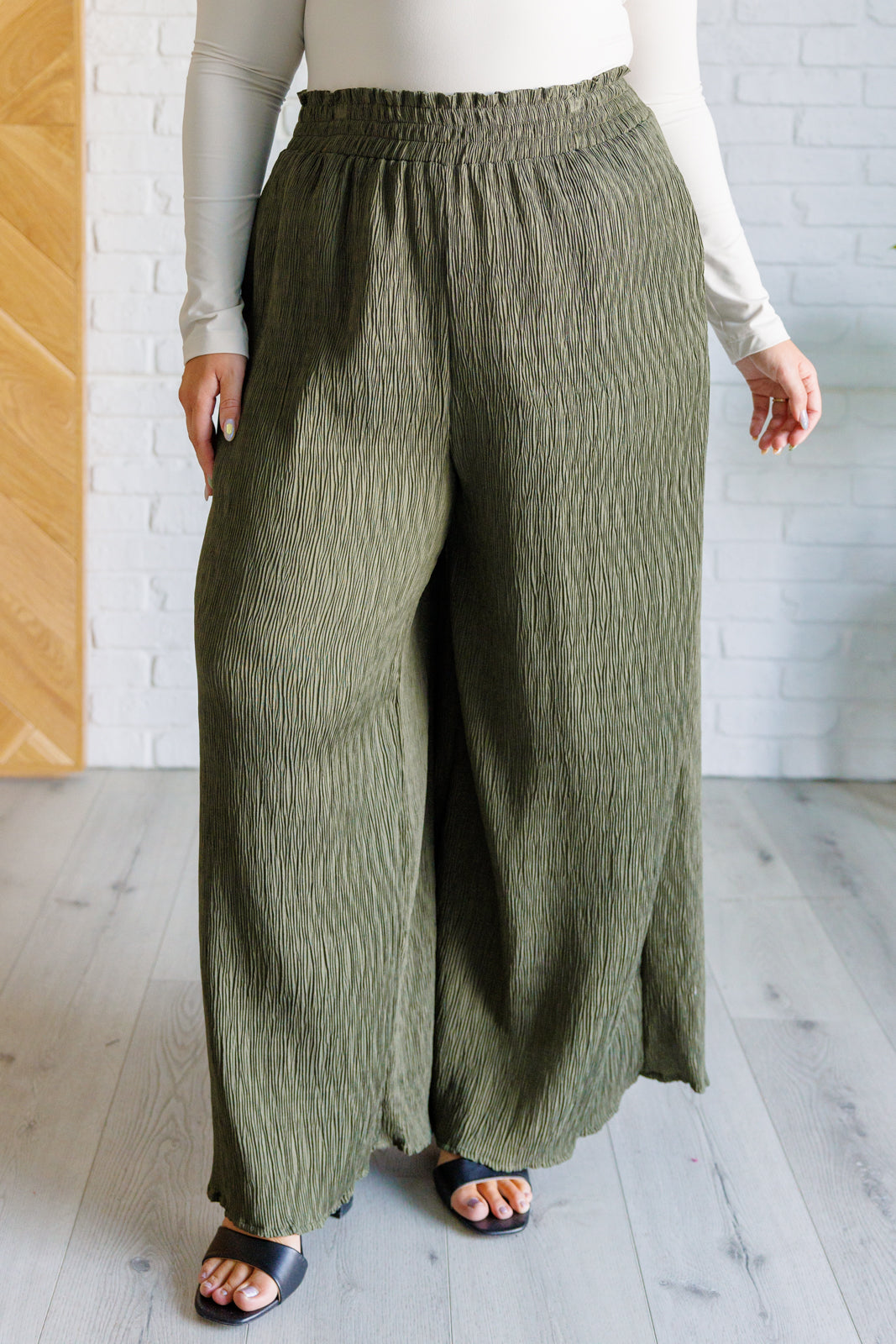 Harmony High Rise Wide Pants in Olive Southern Soul Collectives