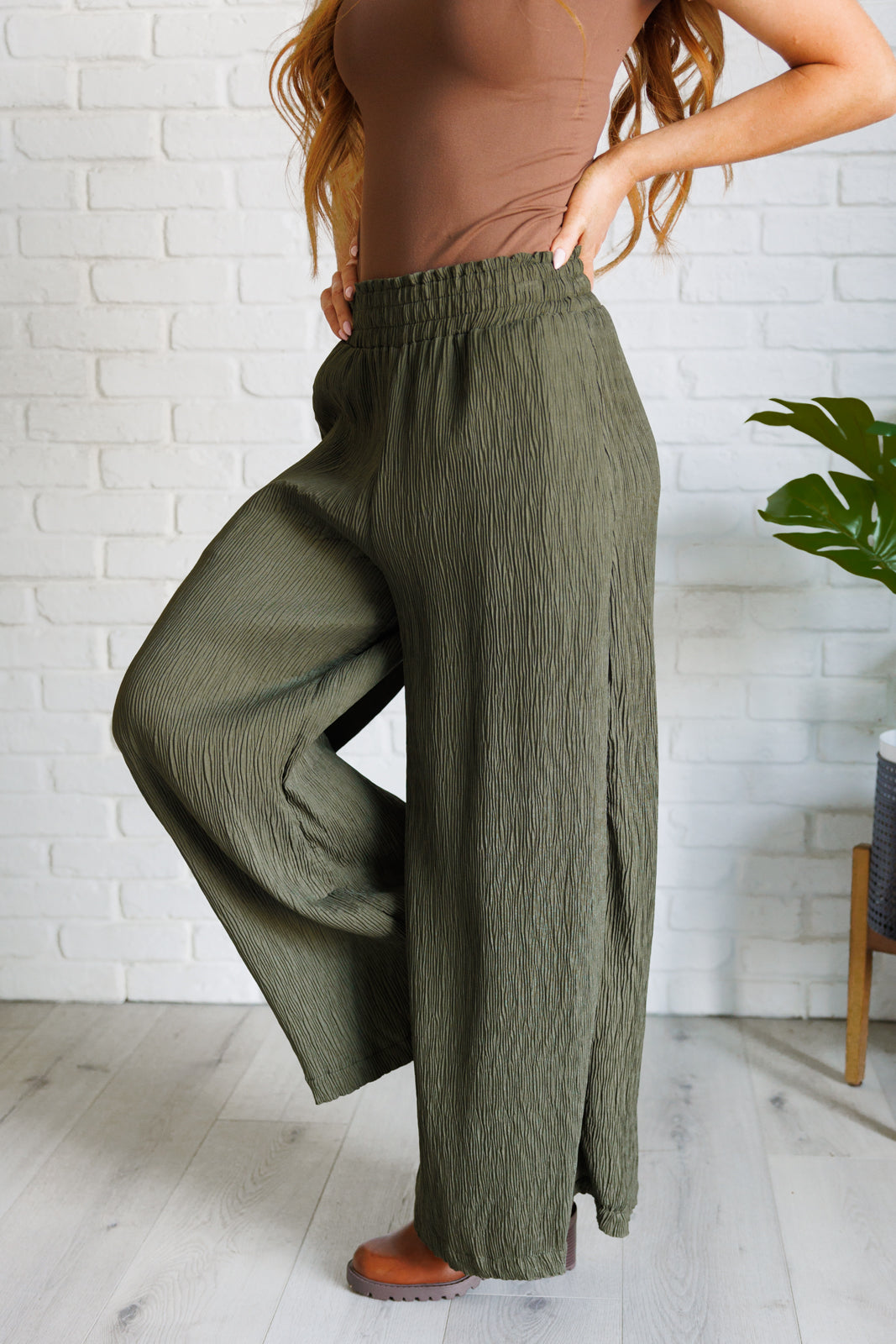 Harmony High Rise Wide Pants in Olive Southern Soul Collectives