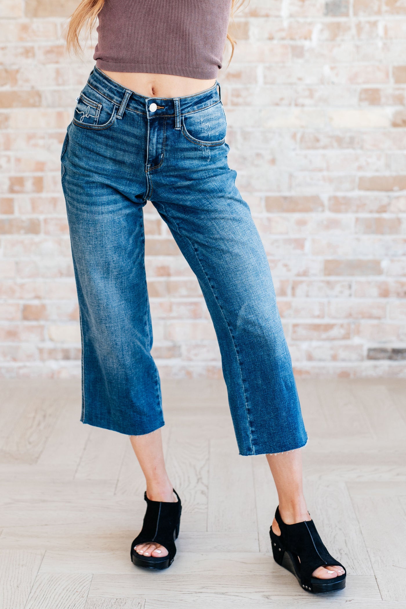 Judy Blue Hayes High Rise Wide Leg Crop Jeans Southern Soul Collectives