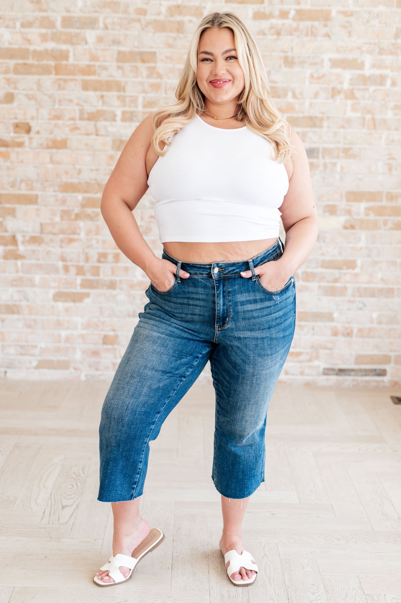 Judy Blue Hayes High Rise Wide Leg Crop Jeans Southern Soul Collectives