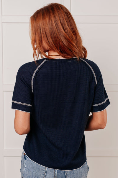 Heartbreaker Waffle Knit Tee in Blue Southern Soul Collectives