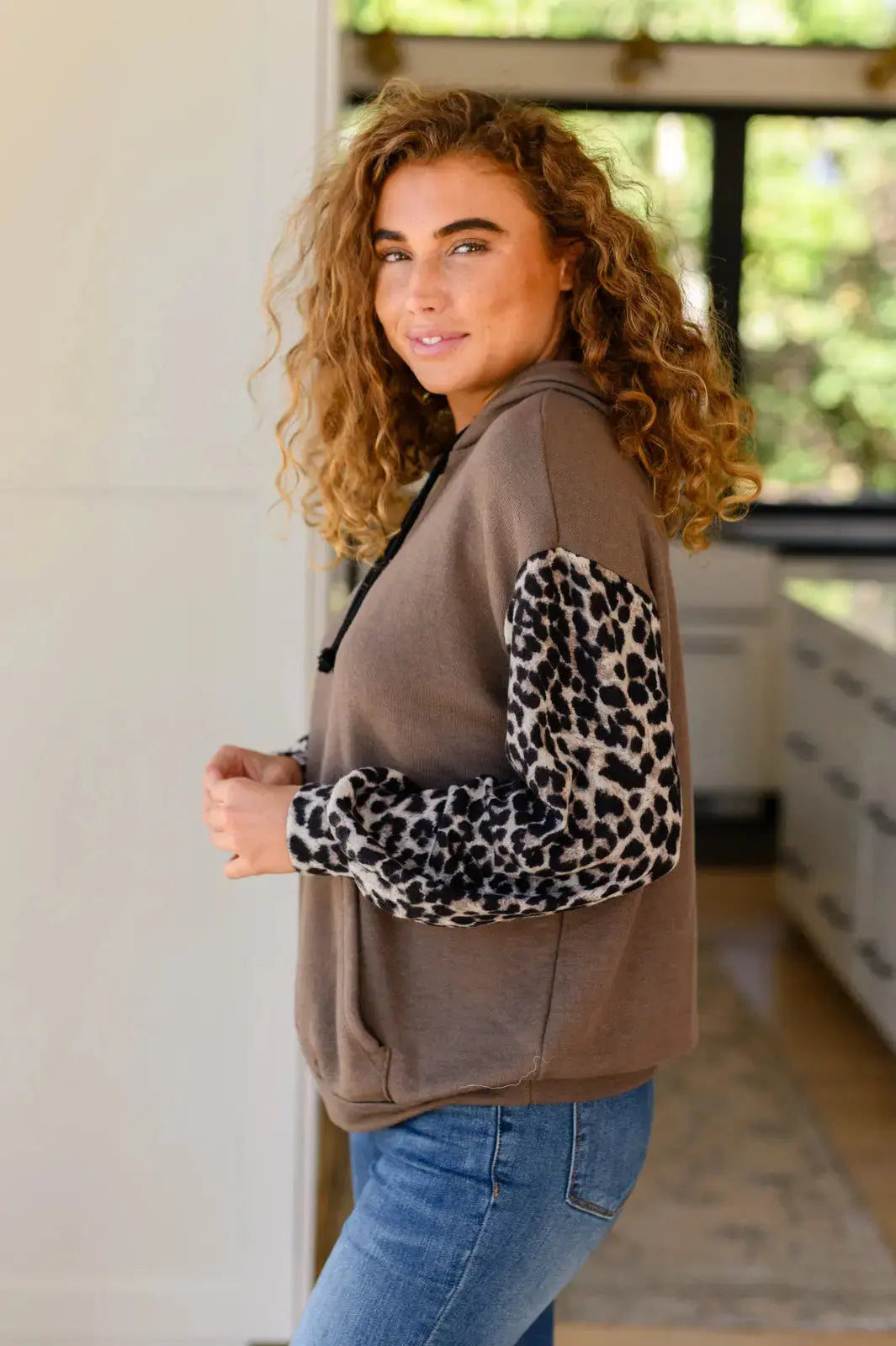 Here And There Leopard Print Hoodie Womens Southern Soul Collectives