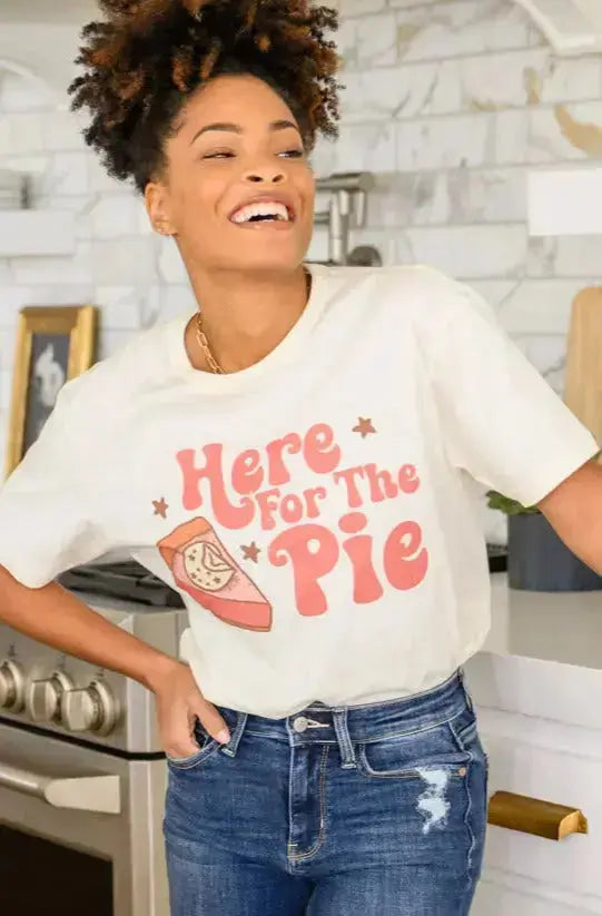Here For The Pie Graphic T-Shirt In Cream Womens Southern Soul Collectives