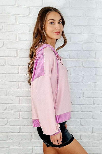 Here for Now Color Block Hoodie in Pink Southern Soul Collectives
