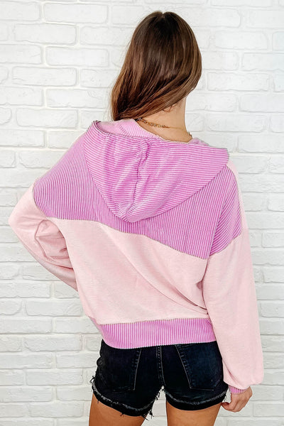 Here for Now Color Block Hoodie in Pink Southern Soul Collectives