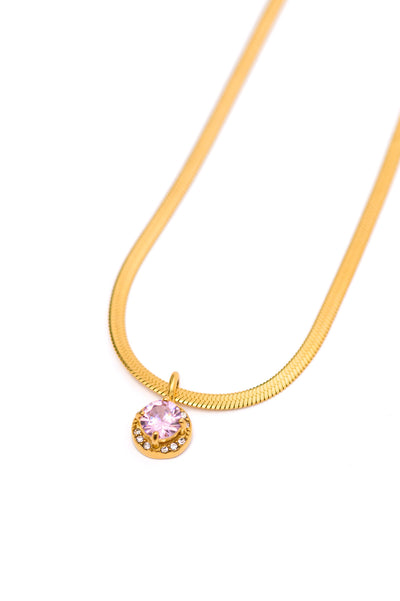 Here to Shine Gold Plated Necklace in Pink Southern Soul Collectives