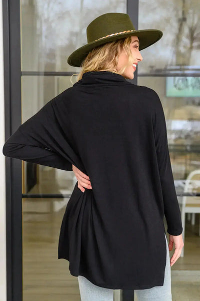 Hilton Cowl Neck Long Sleeve Top in Black Womens Southern Soul Collectives