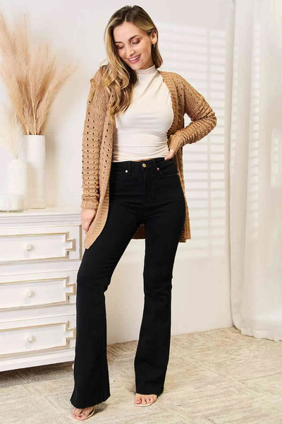 Horizontal Vibes Ribbing Open Front Cardigan in Caramel  Southern Soul Collectives
